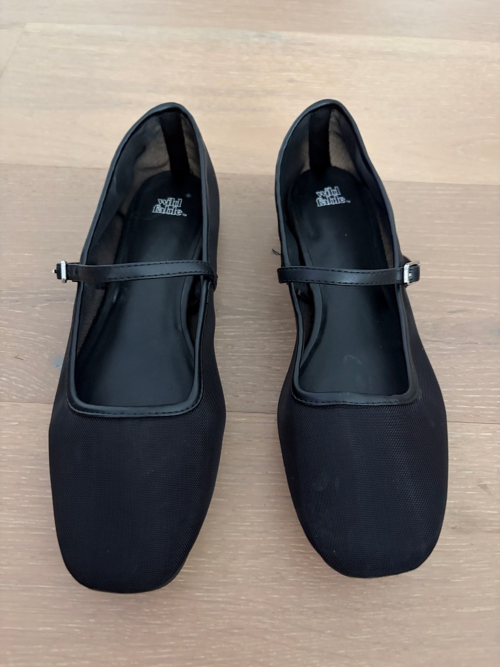 wild fable Black Mesh Mary Janes with Memory Foam and Buckle Strap. Worn Once